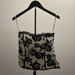 Floral Black and White Women's Top